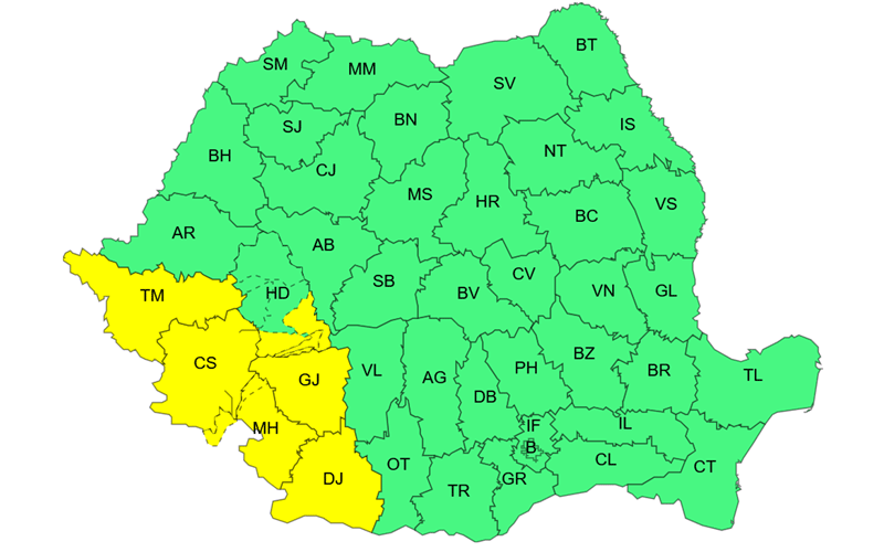 Color-coded map of Ivory Coast showing departments; western regions (TM, CS, MH, DJ) shaded yellow while the rest are green.