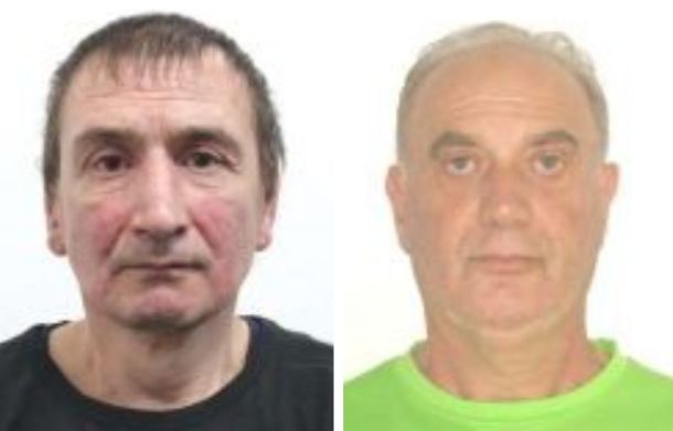 Two men in head-and-shoulders portraits against a white background; left man has dark hair and a black shirt, right man has light hair and a neon green shirt.
