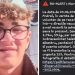 Side-by-side image: a young man with curly hair and round glasses on the left; on the right is a Romanian RO-ALERT screen with a missing-person notice text.